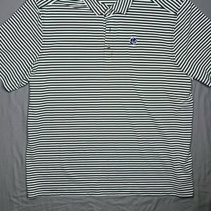 Cutter & Buck Green and White Striped Polo
